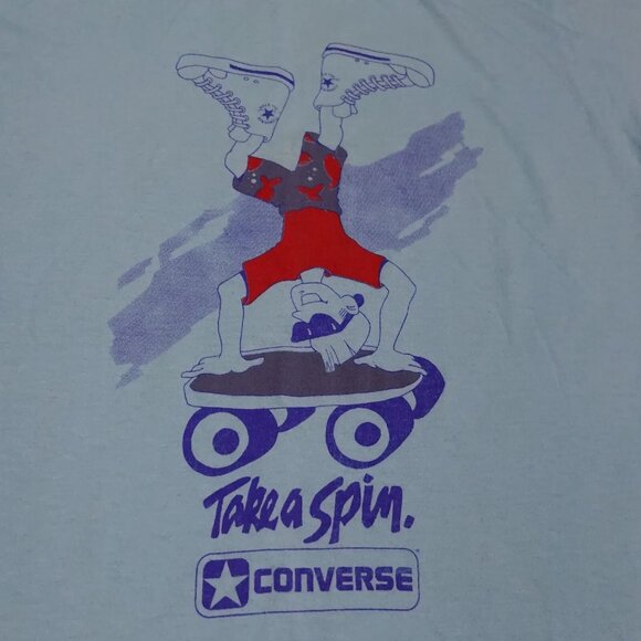 Vintage Converse Skate T-Shirt Take A Spin Men’s Large USA Made 80s Singlestitch - Picture 2 of 13